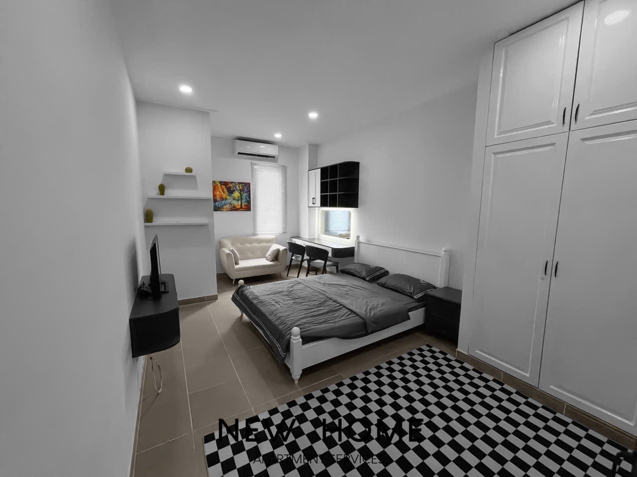 CĂN HỘ 1 PHÒNG NGỦ BAN CÔNG TONE TRẮNG ĐEN HIỆN ĐẠI Ở VÕ TRƯỜNG TOẢN